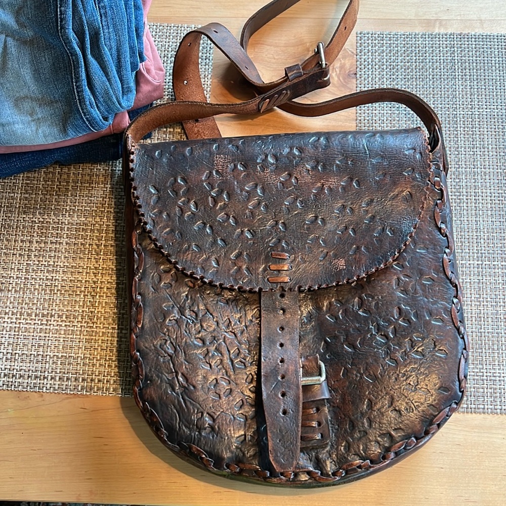 Large leather embossed bag